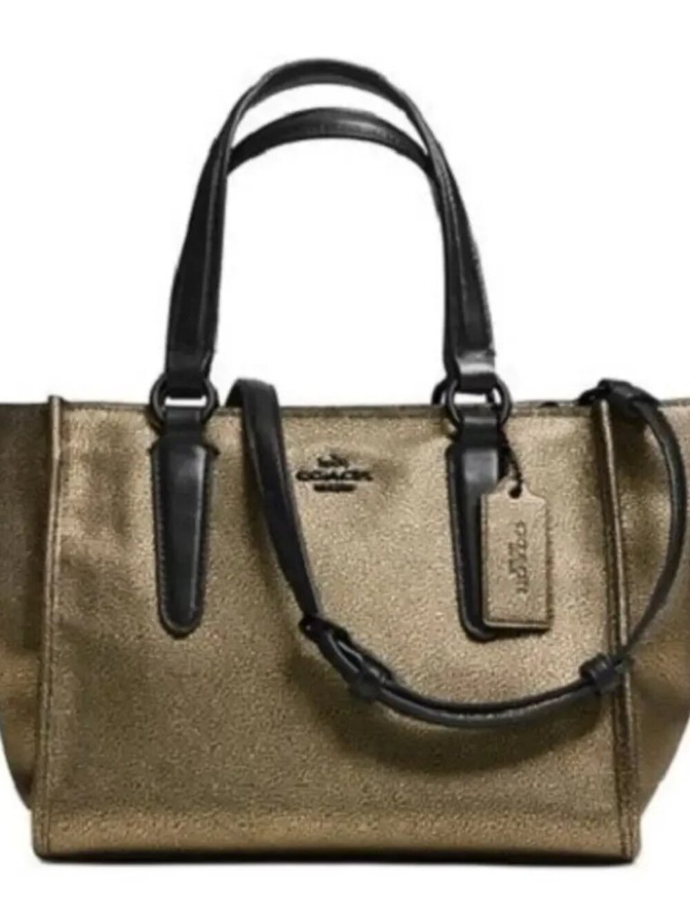 Coach Mini Crosby Metallic Gold/Black 2/way Shoulder Bag Purse